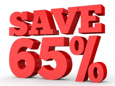 Sixty five percent off. Discount 65 %.