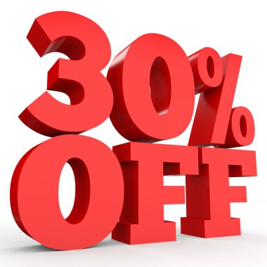 Thirty percent off. Discount 30 %.