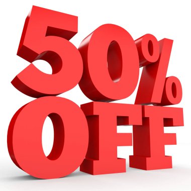 Fifty percent off. Discount 50 %.