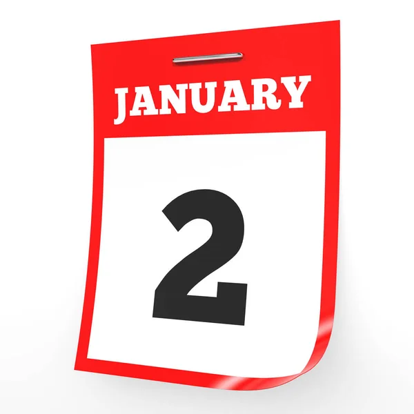 2 de enero. Calendario sobre fondo blanco . —  Fotos de Stock
