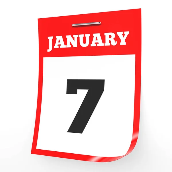 7 de enero. Calendario sobre fondo blanco . — Foto de Stock