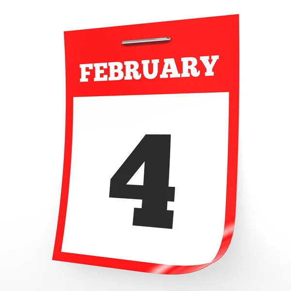 February 4. Calendar on white background. — Stock Photo, Image