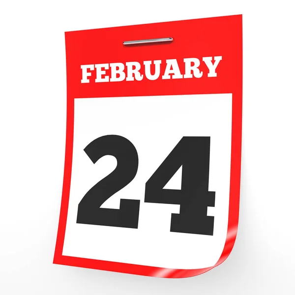24. Februar Kalender auf weißem Hintergrund. — Stockfoto