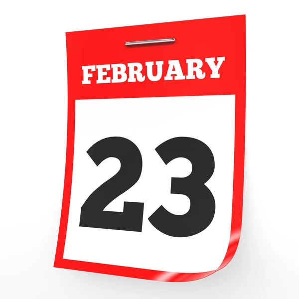 23 februari. Kalender op witte achtergrond. — Stockfoto