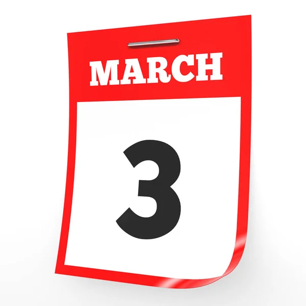 March 3. Calendar on white background. — Stock Photo, Image