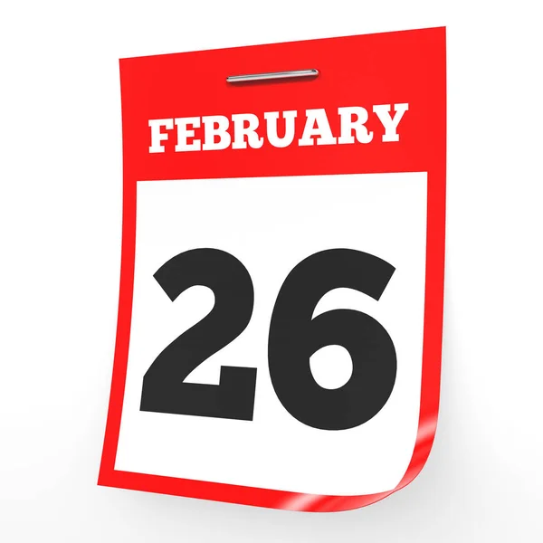 26. Februar Kalender auf weißem Hintergrund. — Stockfoto