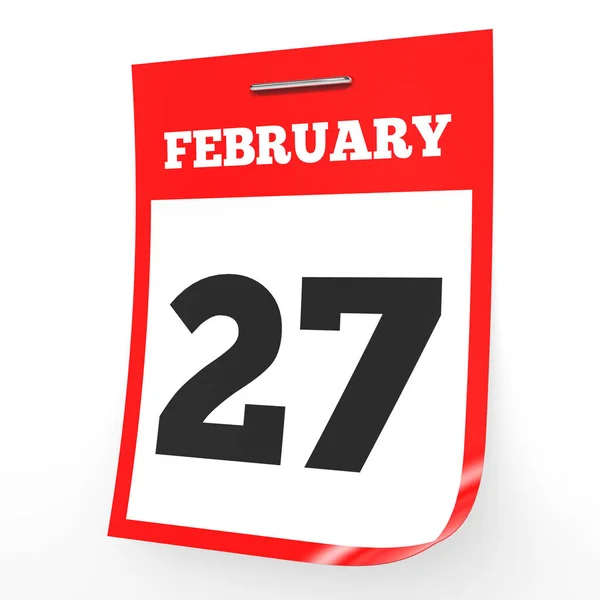 27 februari. Kalender op witte achtergrond. — Stockfoto