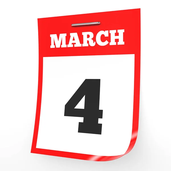March 4. Calendar on white background. — Stock Photo, Image