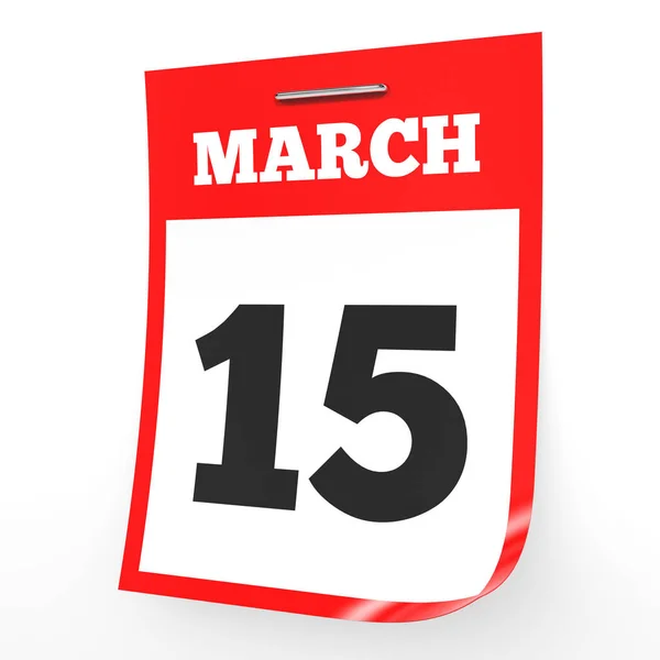 15 de Março. Calendário sobre fundo branco . — Fotografia de Stock