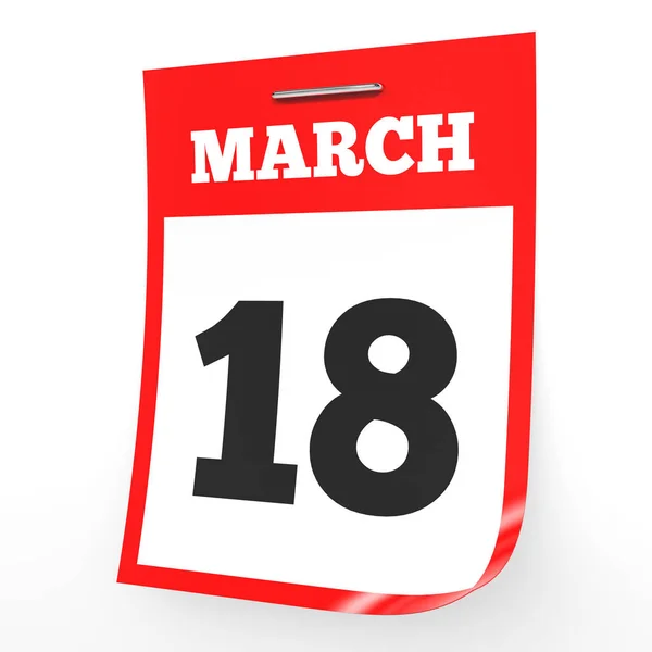 March 18. Calendar on white background. — Stock Photo, Image