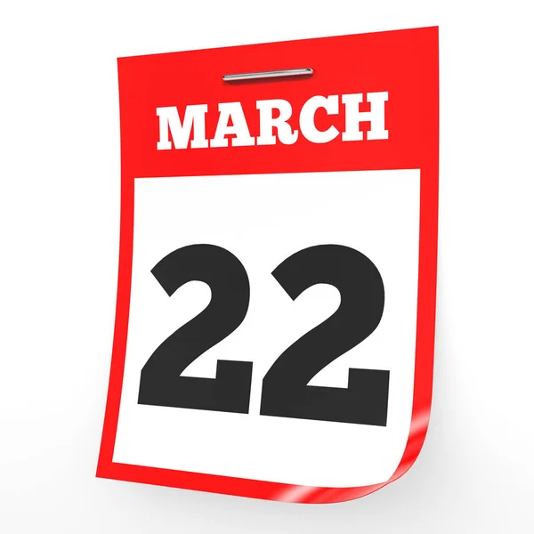 March 22. Calendar on white background. — Stock Photo, Image