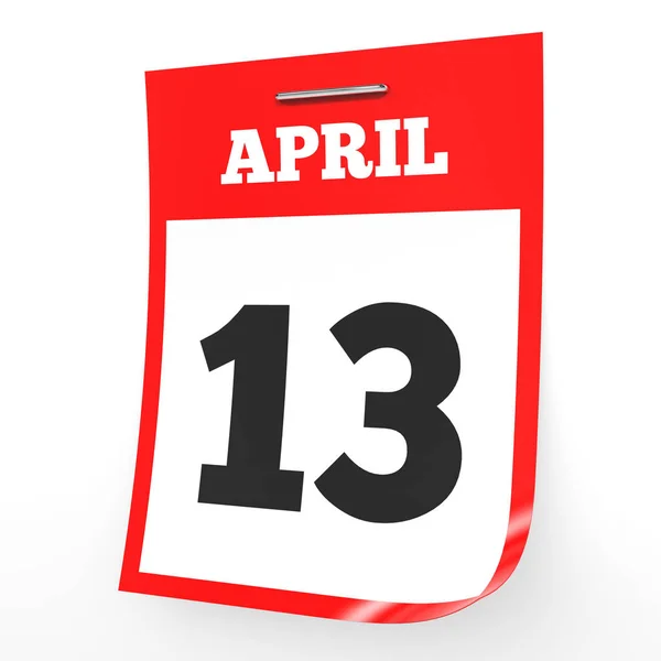 13 aprile. Calendario su sfondo bianco . — Foto Stock