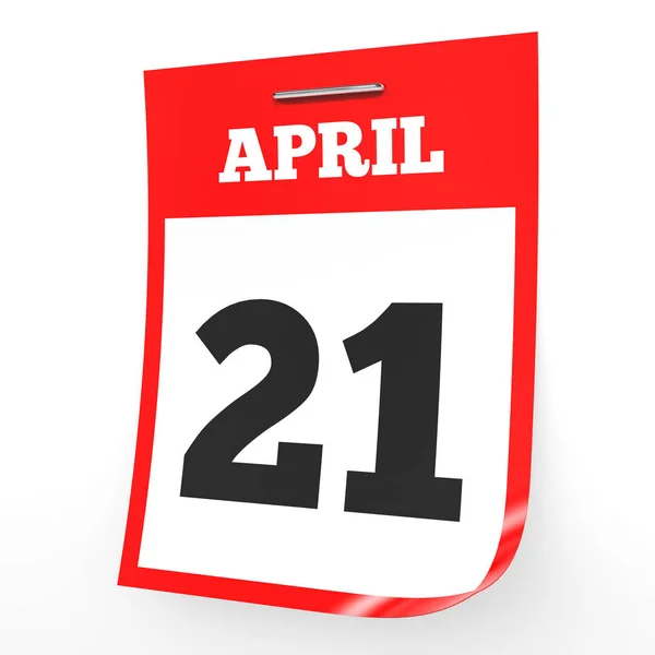 April 21. Calendar on white background. — Stock Photo, Image