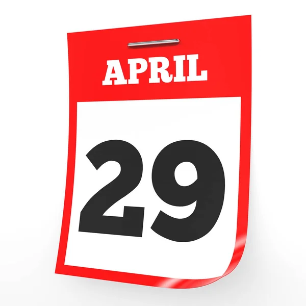 29 aprile. Calendario su sfondo bianco . — Foto Stock