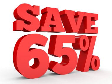 Sixty five percent off. Discount 65 %.