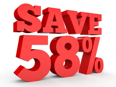 Fifty eight percent off. Discount 58 %.