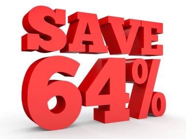 Sixty four percent off. Discount 64 %.