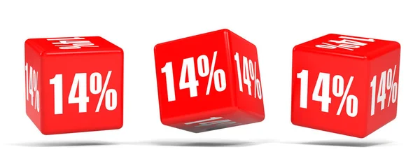 Скидка 14%. Скидка 14%. Красные кубы . — стоковое фото