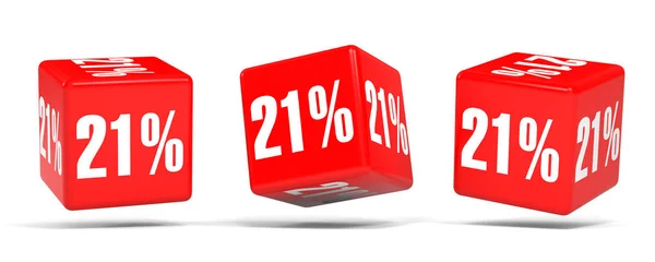 Il 21 percento in meno. Sconto 21%. Cubi rossi . — Foto Stock