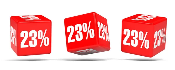 Vinte e três por cento fora. Desconto de 23%. Cubos vermelhos . — Fotografia de Stock