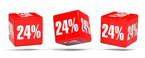 Vinte e quatro por cento fora. Desconto de 24%. Cubos vermelhos . — Fotografia de Stock