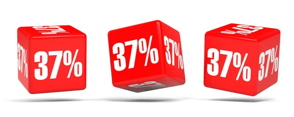 Treinta y siete por ciento menos. Descuento 37%. Cubos rojos . — Foto de Stock