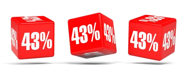 Сорок три процента скидки. Скидка 43%. Красные кубы . — стоковое фото