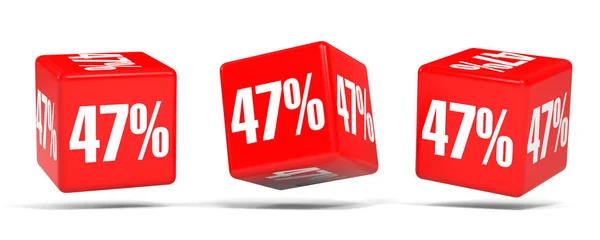 Negyven hét százalék kedvezményt. 47 %-os kedvezménnyel. Piros kocka. — Stock Fotó