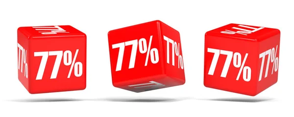 Seventy seven percent off. Discount 77 %. Red cubes. — Stock Photo, Image