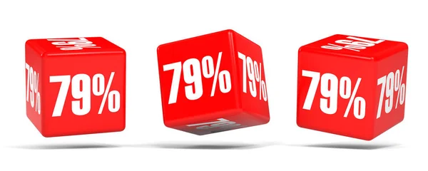 Nyolcvan százalék kedvezményt. 79 %-os kedvezménnyel. Piros kocka. — Stock Fotó