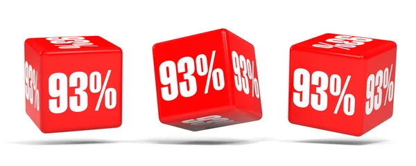 Ninety three percent off. Discount 93 %. Red cubes. — Stock Photo, Image