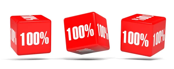 Sto procent off. Sleva 100 %. Červené kostky. — Stock fotografie