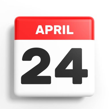 24 Nisan. Beyaz arka plan üzerinde takvim.