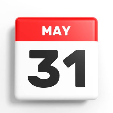 31 Mayıs. Beyaz arka plan üzerinde takvim.