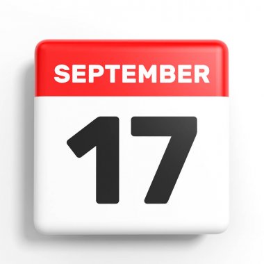 17 Eylül. Beyaz arka plan üzerinde takvim.