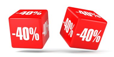 Kırk yüzde. % 40 indirim. Kırmızı küpler.