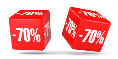 % 70'i kapalı. % 70 indirim. Kırmızı küpler.