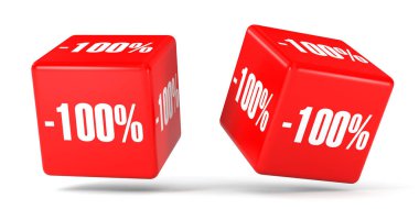 Yüzde yüz kapalı. %100 indirim. Kırmızı küpler.