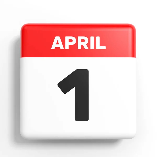 1. dubna. Kalendář na bílém pozadí. — Stock fotografie