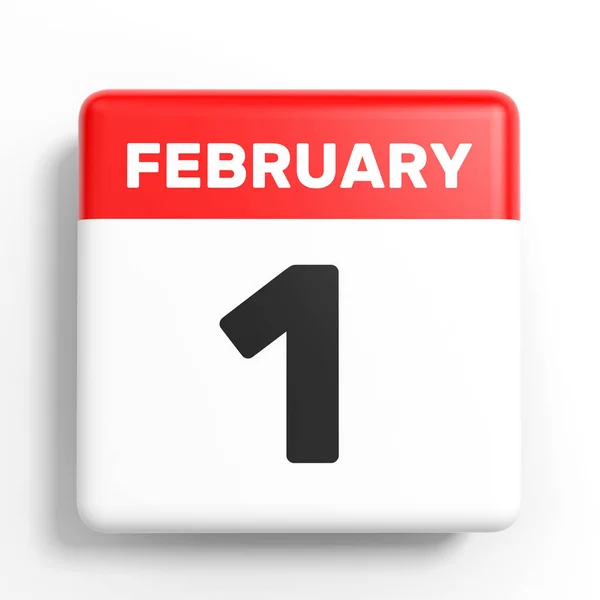 1. února. Kalendář na bílém pozadí. — Stock fotografie