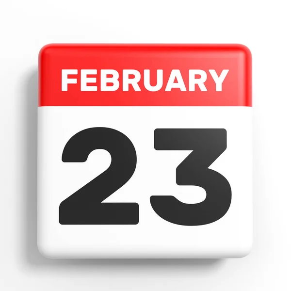 23 de febrero. Calendario sobre fondo blanco . — Foto de Stock