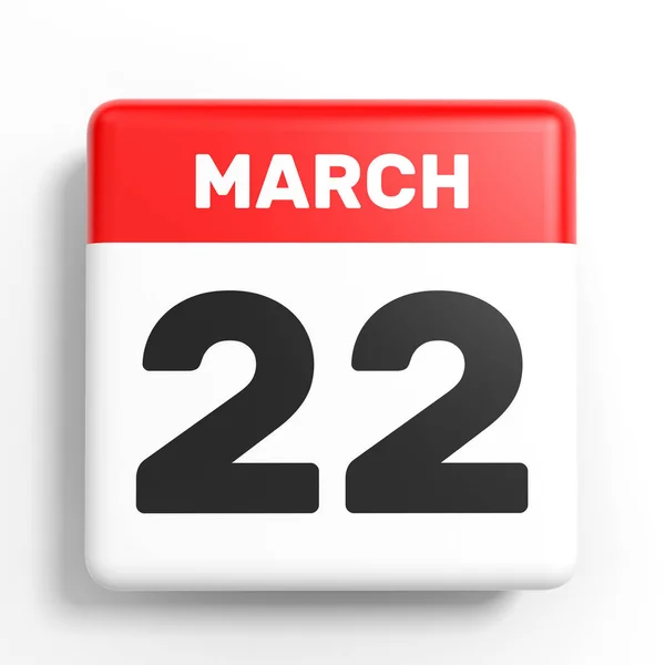 March 22. Calendar on white background. — Stock Photo, Image