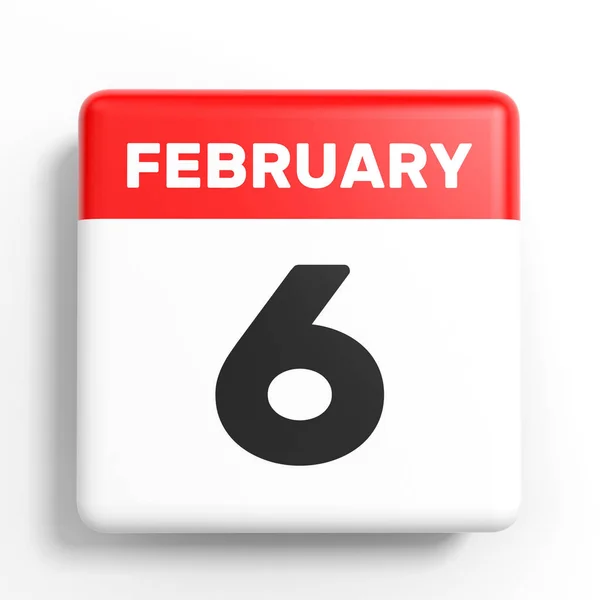 February 6. Calendar on white background. — Stock Photo, Image