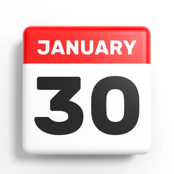 30. Januar Kalender auf weißem Hintergrund. — Stockfoto