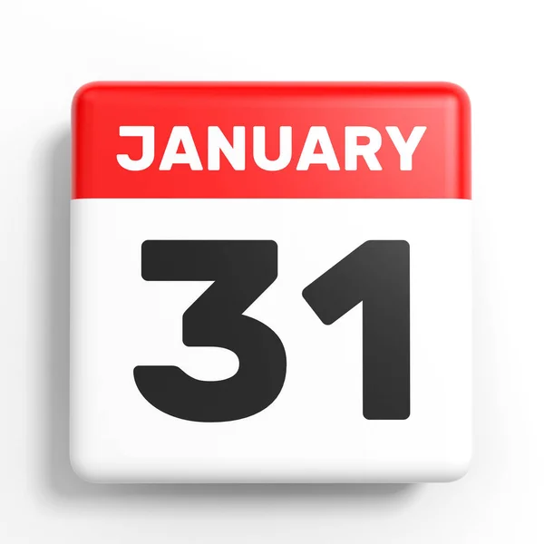 31 de enero. Calendario sobre fondo blanco . —  Fotos de Stock