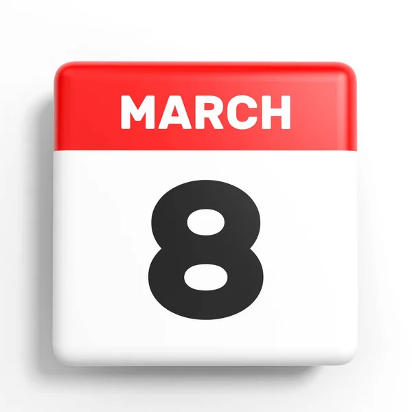 March 8. Calendar on white background. — Stock Photo, Image