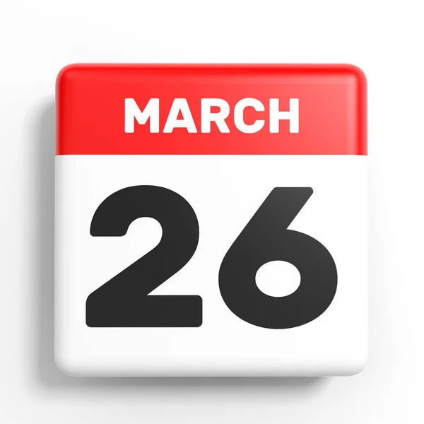 March 26. Calendar on white background. — Stock Photo, Image