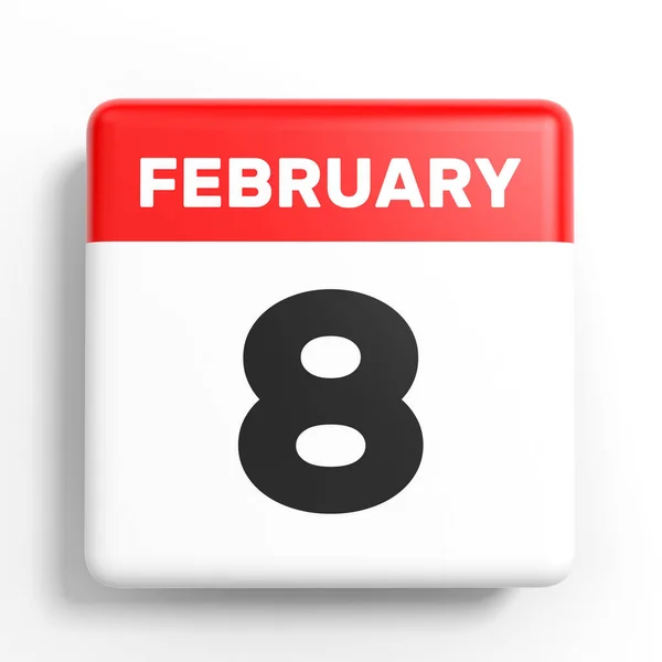 February 8. Calendar on white background. — Stock Photo, Image