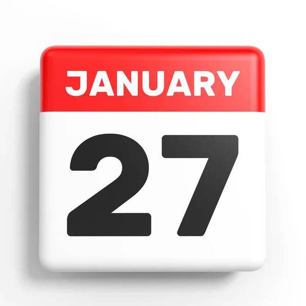 27 Januari. Kalender pada latar belakang putih . — Stok Foto
