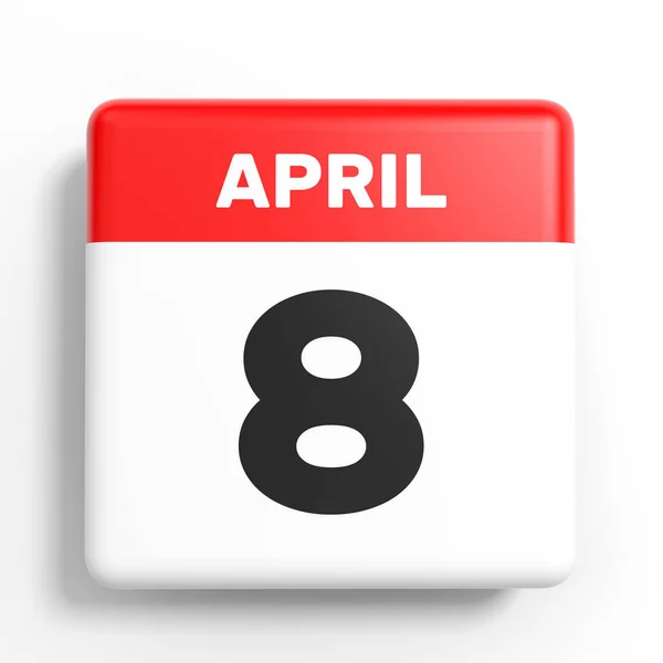 April 8. Calendar on white background. — Stock Photo, Image